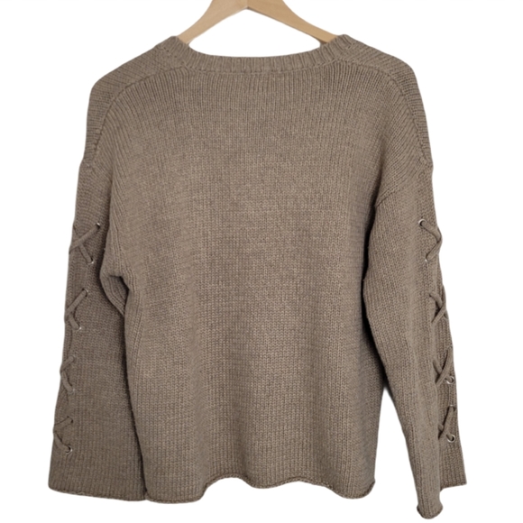 JOHN + JENN Sweater Camel Tan Knit Pull Over Wool Size XS - Picture 2 of 6